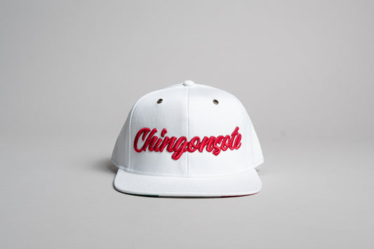 Gorra Chingonsote Cursiva (Blanco/Rojo)