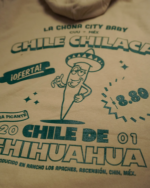 Sudadera con Capucha Chile Chilaca Ocho Ochenta (Arena)